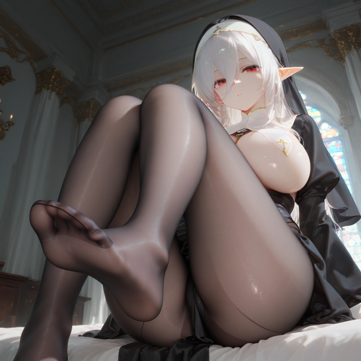 【精灵修女】新画风，新丝袜（1）-pixiv插画-作品交流服务