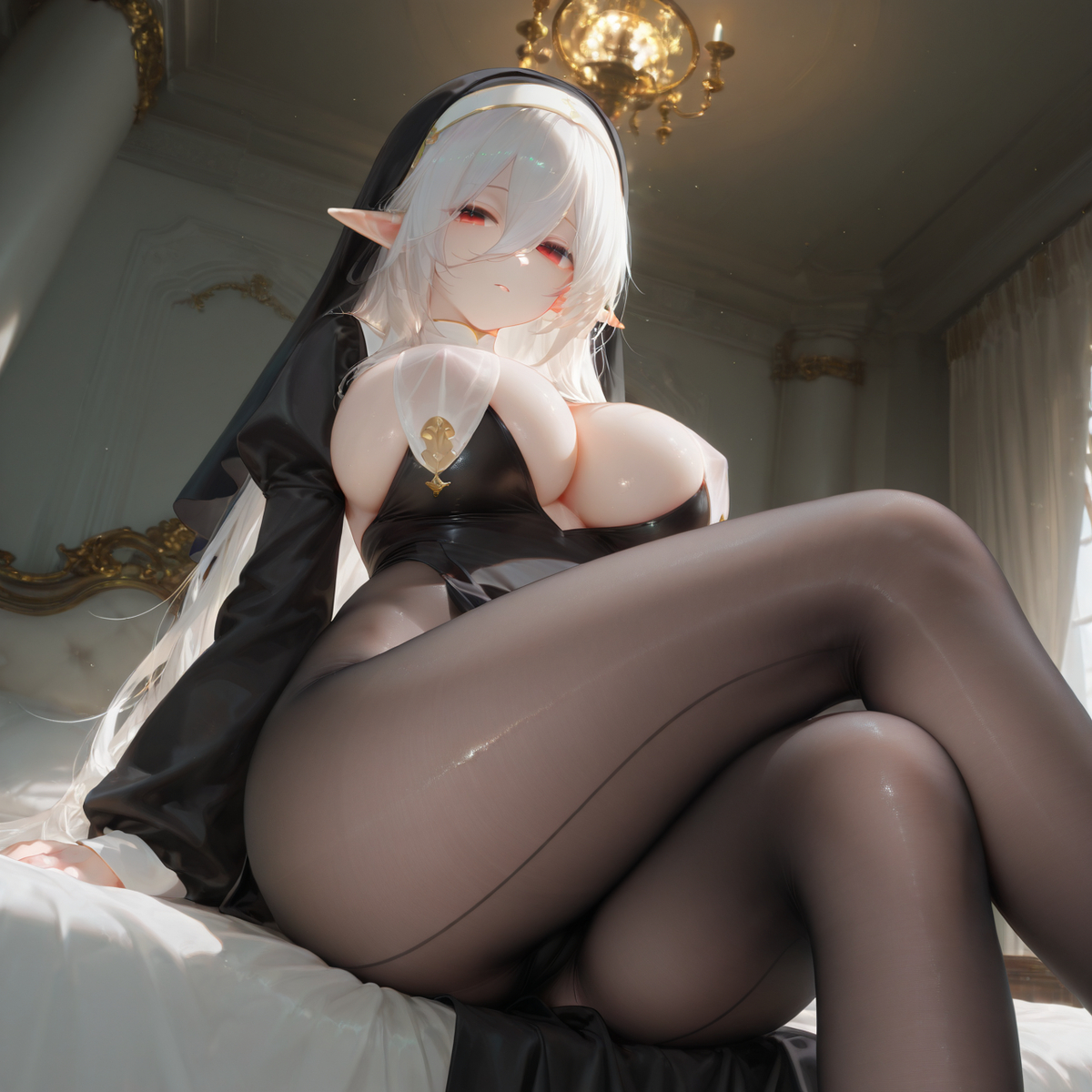 【精灵修女】新画风，新丝袜（1）-pixiv插画-作品交流服务