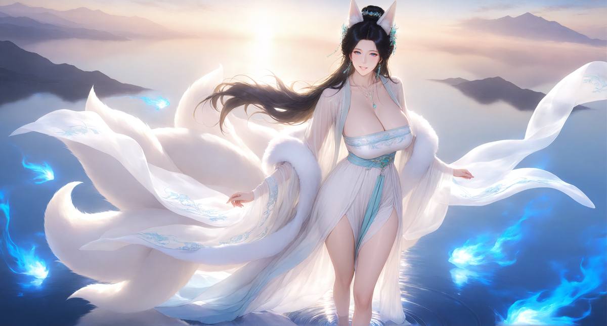 白狐横屏。分享~-pixiv插画-作品交流服务