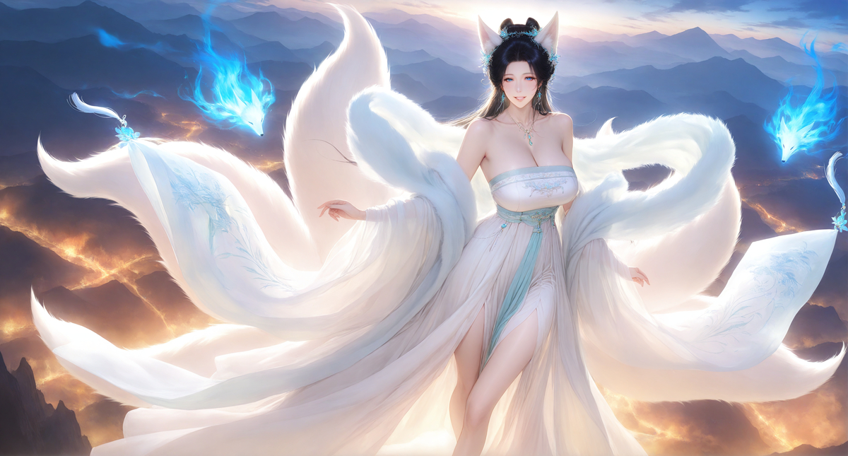 白狐横屏。分享~-pixiv插画-作品交流服务