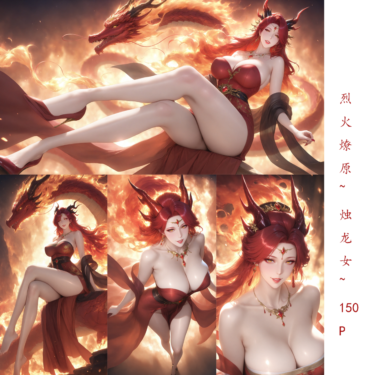 《火》~烈火燎原~烛龙女 150P-pixiv插画-作品交流服务