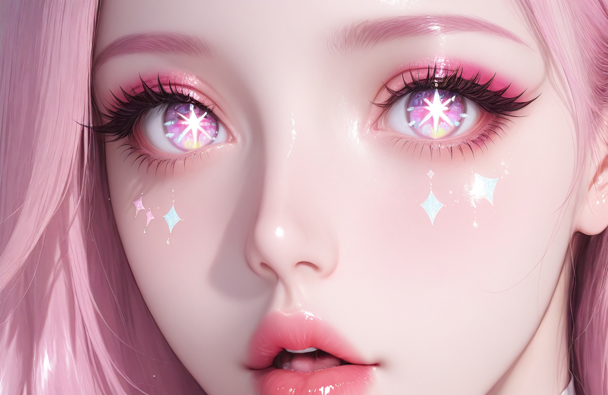 粉红系妆-pixiv插画-作品交流服务