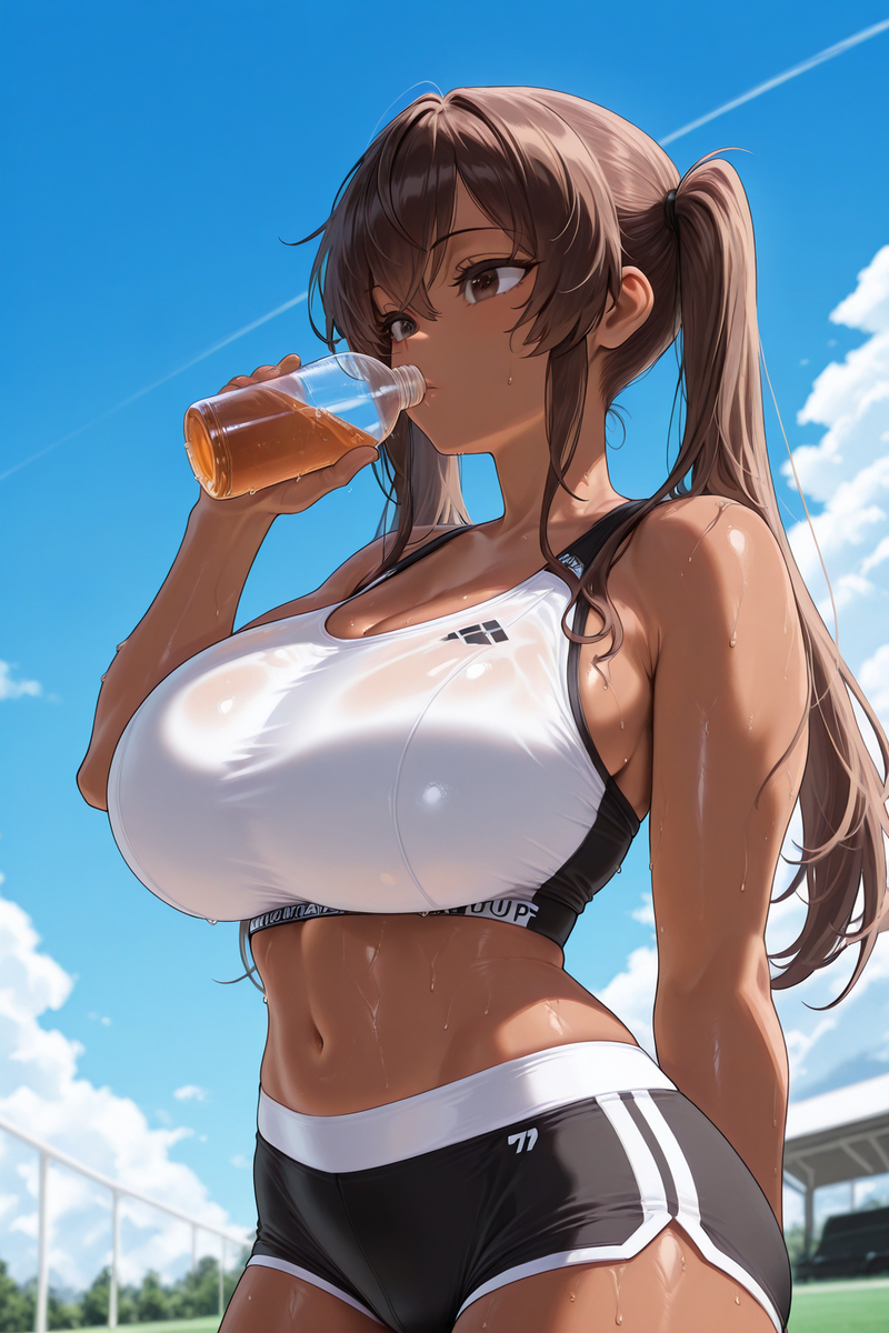 這種飲料真好喝!運動完來一瓶真的很棒!-pixiv插画-作品交流服务